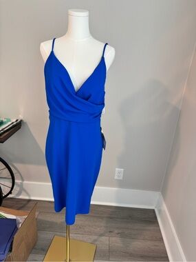 Spaghetti-Strap Midi Dress in Bright Blue